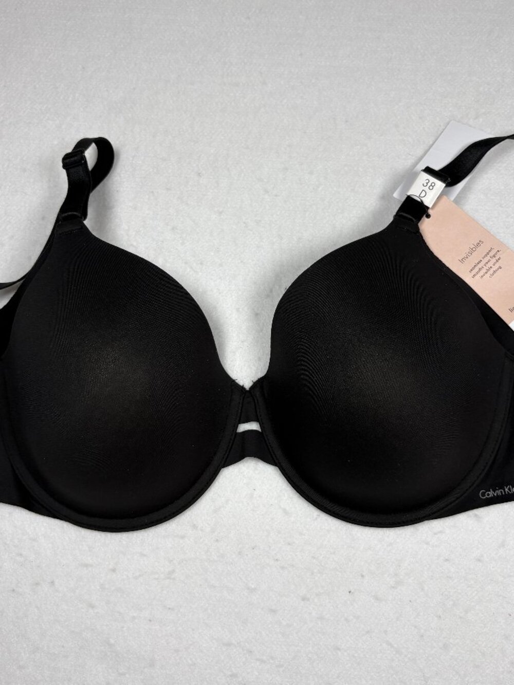 Calvin Klein Women's Black Invisibles Lightly Lined T-Shirt Bra Sleek 38D NWT